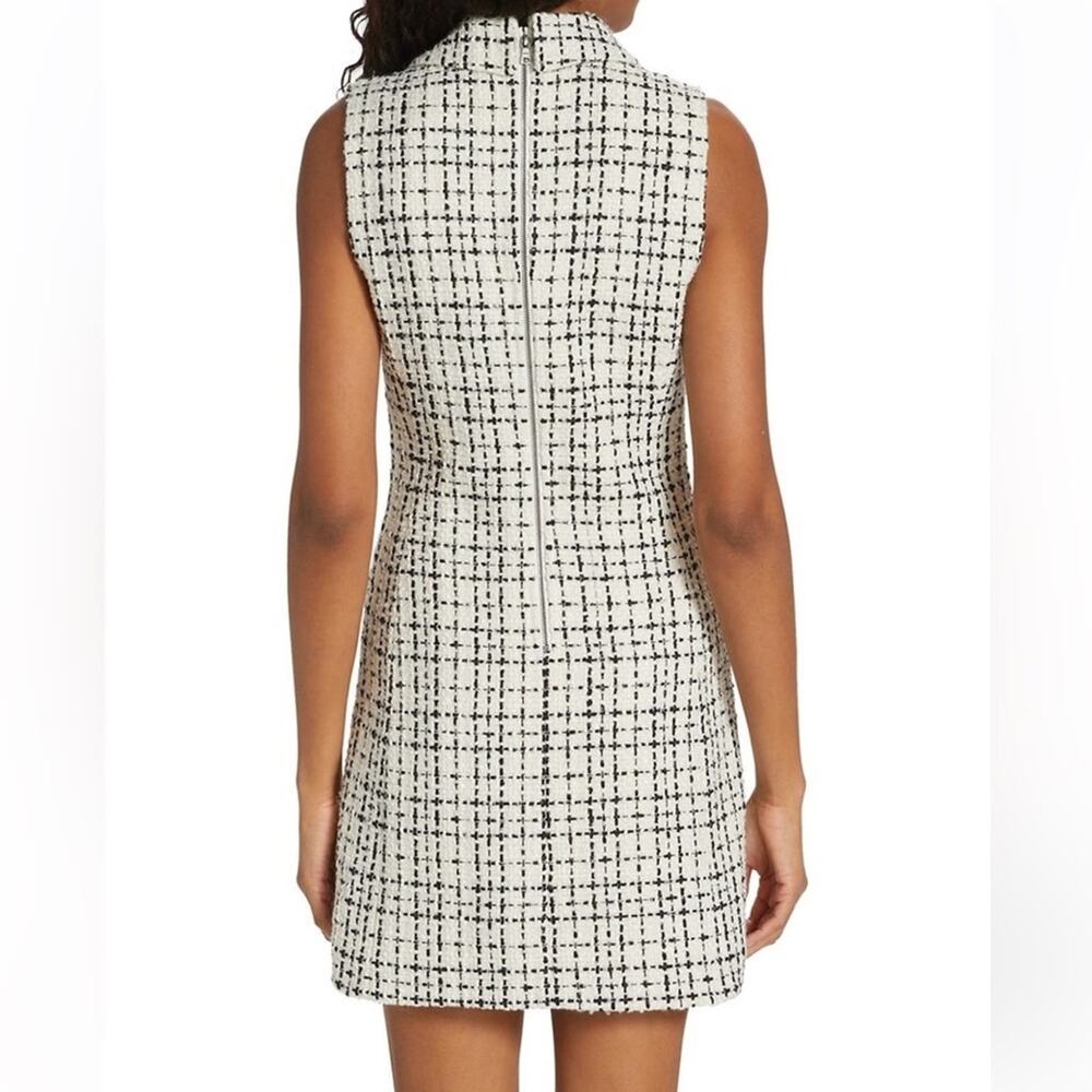 Alice and Olivia Sleeveless Tweed Dress Black and White Tuxedo Size 10 Preppy - Picture 5 of 7